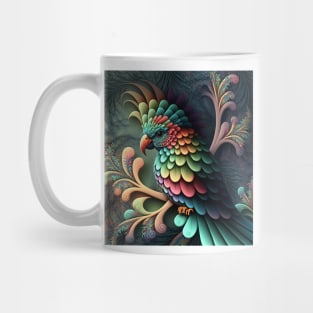 A Fractal Design in A Parrot Motif Mug